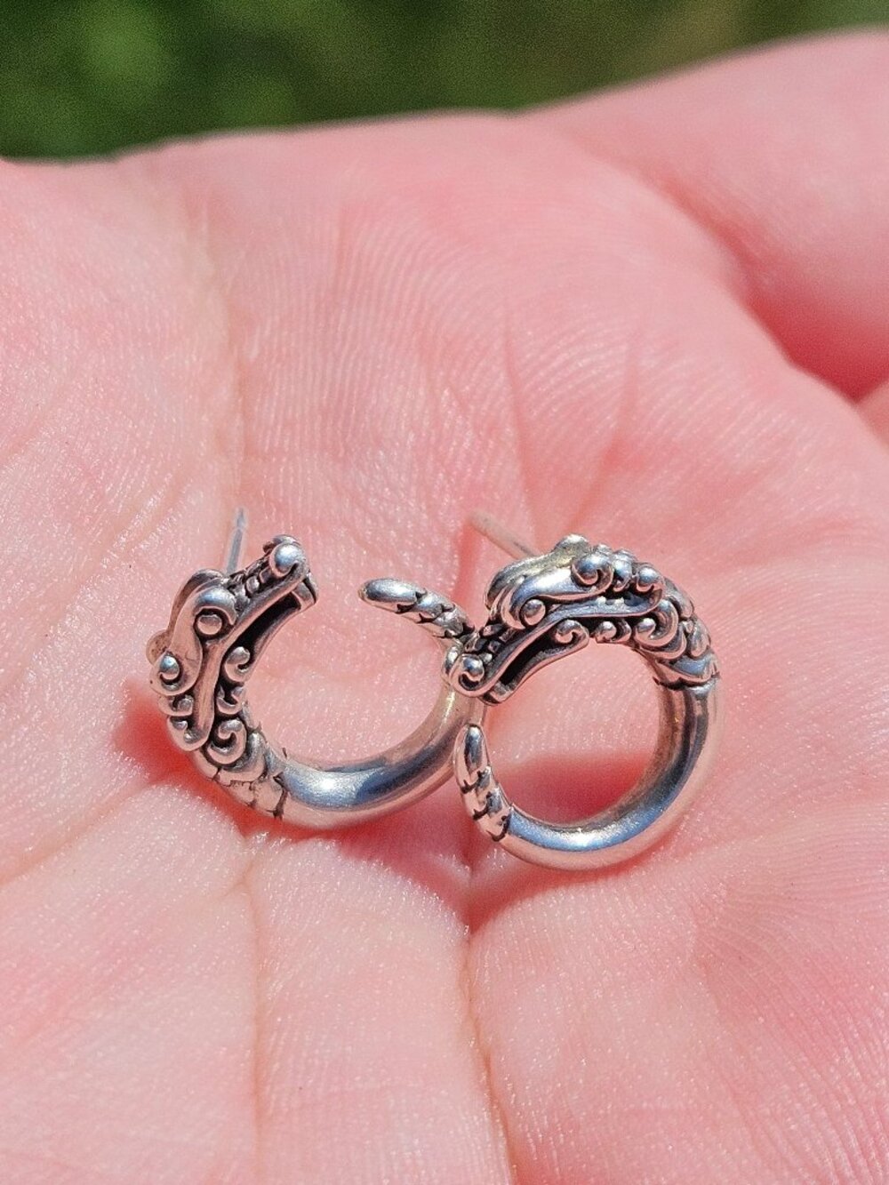 John Hardy 925 Sterling Silver Naga Legends Small Hoop Earrings 20x23mm